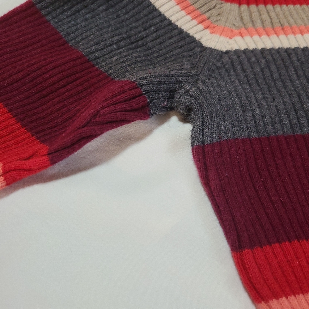 ❤️VGUC St. John's Bay V-Neck Red/Grey/Cream Ribbed Long Sleeve Knit Sweater, M - Picture 5 of 15